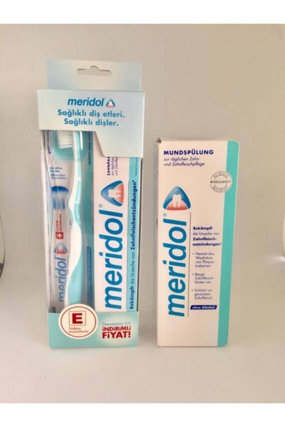 Meridol 3'Lü Set Ağız Bakım Suyu Diş Fırçası Diş Macunu - 1