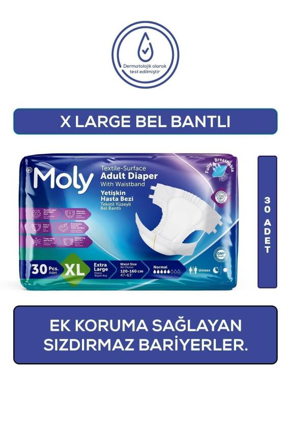Moly Bel Bantlı Hasta Bezi XL 30'lu - 1