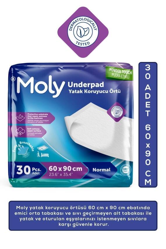 Moly Yatak Koruyucu Örtü 60x90cm 30'lu - 1