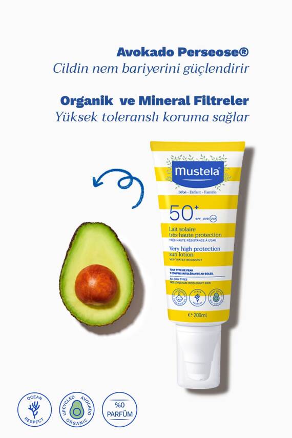 Mustela Spf 50 Yüksek Koruma Yüz Vücut Güneş Koruyucu Suya Dayanıklı Tüm Ciltler Bebek Çocuk Yetişkin 100ml - 6