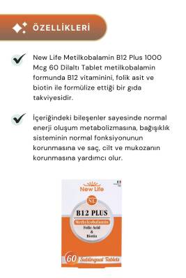 New Life B12 Plus Methylcobalamin 60 Dilaltı Tablet 2'li Paket - 2
