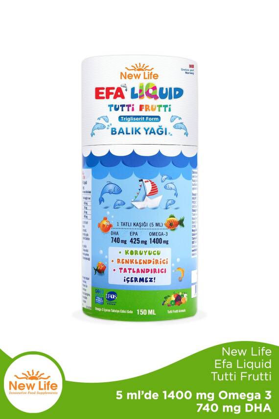 New Life Efa Liquid Tutti Frutti Balık Yağı 150 ml - 1