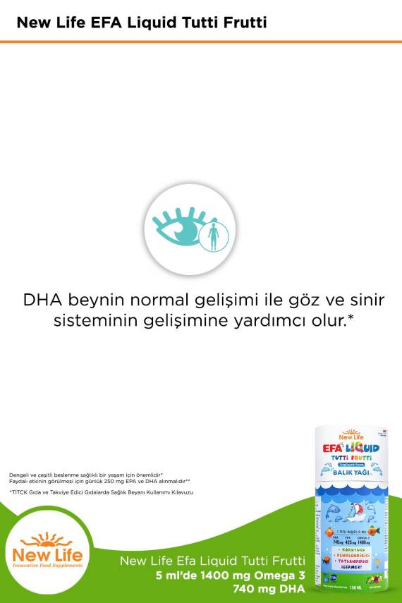 New Life Efa Liquid Tutti Frutti Balık Yağı 150 ml - 4