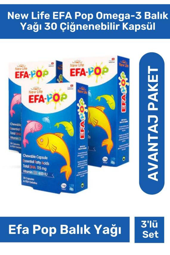 New Life Efa Pop Omega-3 Balık Yağı 30 Çiğnenebilir Kapsül 3'lü Paket - 1