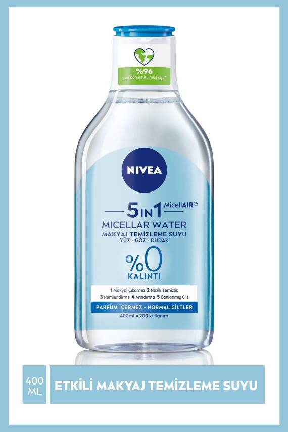 Nivea Canlandırıcı Micellar Makyaj Temizleme Suyu 400ml, Amino Asit, E Vitamini, Nemlendirici, Normal Cilt - 1