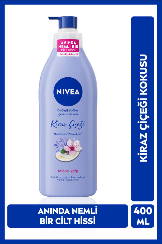 Nivea Değerli Yağlar Içeren Nemlendirici Vücut Losyonu 400ml, Kiraz Çiçeği, Jojoba Yağı, Kuru Cilt Tipleri - 1