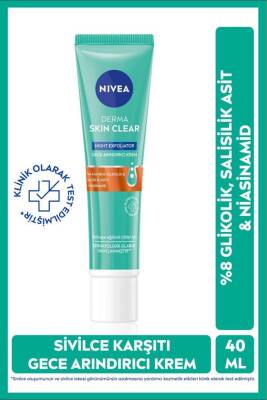 Nivea Derma Skin Clear Exfoliator Gece Arındırıcı Krem 40ml, Karşıtı, Niasinamid, Karma Ciltler - NIVEA