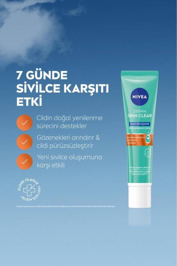 Nivea Derma Skin Clear Exfoliator Gece Arındırıcı Krem 40ml, Karşıtı, Niasinamid, Karma Ciltler - 3