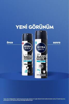 Nivea MEN Erkek Sprey Deodorant Black&white Invisible Fresh 150ml, 72 Saat Anti-Perspirant Ter Koruması - 2