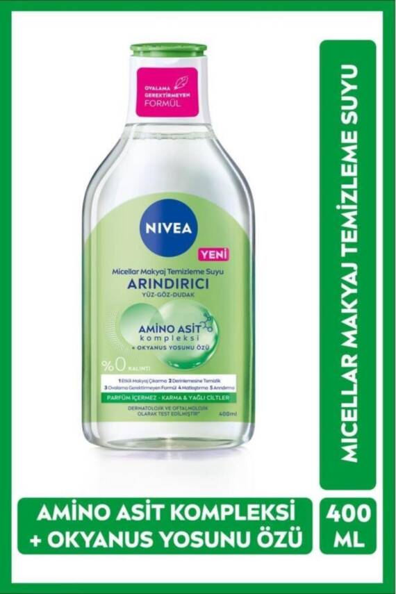 Nivea Micellar Makyaj Temizleme Suyu Amino Asit 400ml, Arındırıcı, Okyanus Yosunu Özü, Karma Yağlı Citler - 1