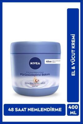 Nivea Pürüzsüzleştirici El Ve Vücut Bakım Kremi 400ml, 48 Saat Nemlendirici Serum, Shea Yağı, Kuru Ciltler - 1