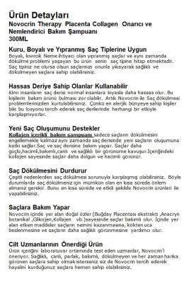 Novocrin Placenta Collagen Therapy Onarıcı Nemlendirici Bakım Şampuanı 300 ml - 3
