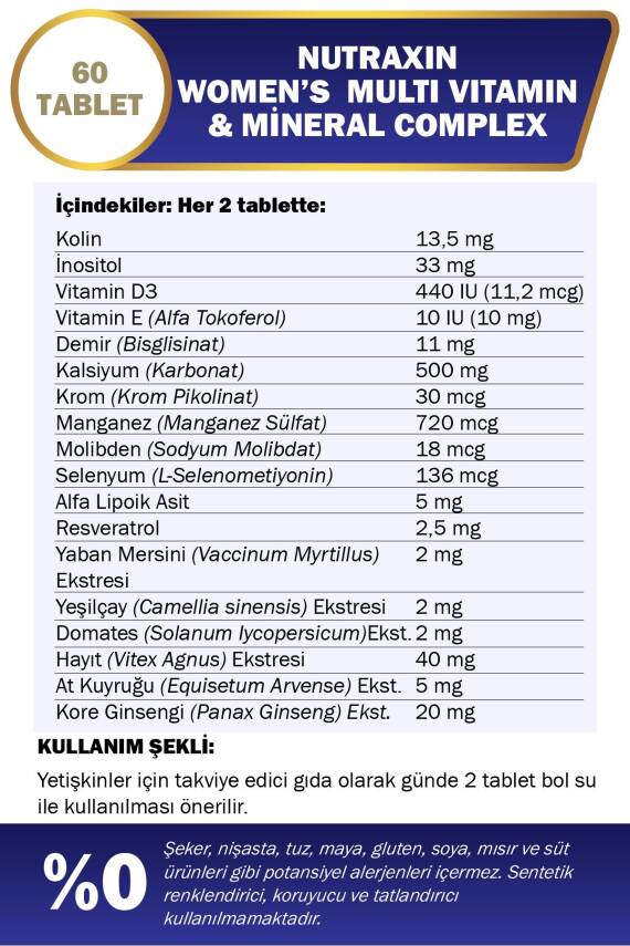 Nutraxin 2'li Multivitamin Kadın, Multivitamin & Mineral Complex - 3