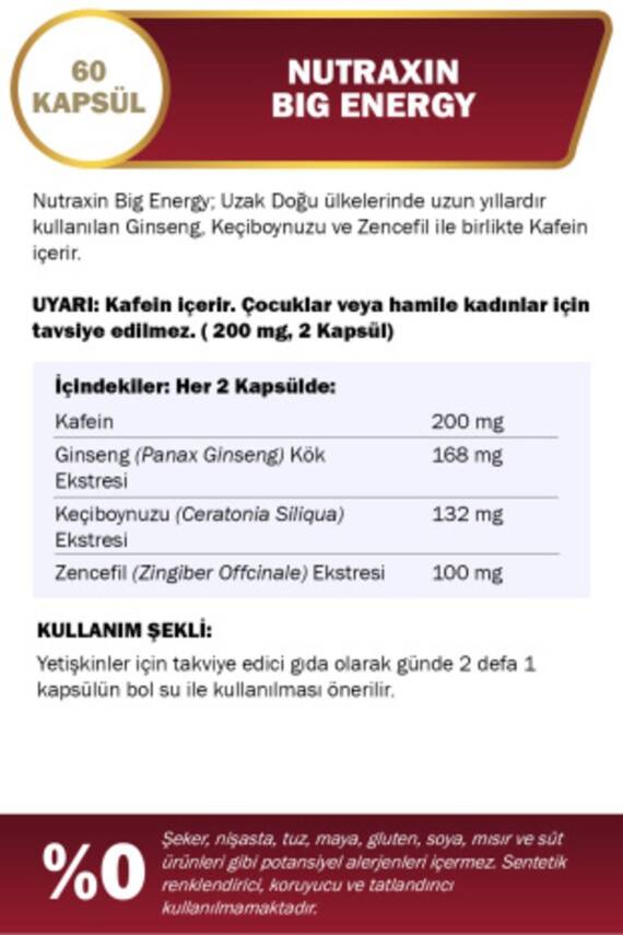 Nutraxin Big Energy - Vitamin Takviyesi 60 Tablet - 3