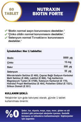 Nutraxin Biotin Forte 5000 Mcg 60 Tablet - 3