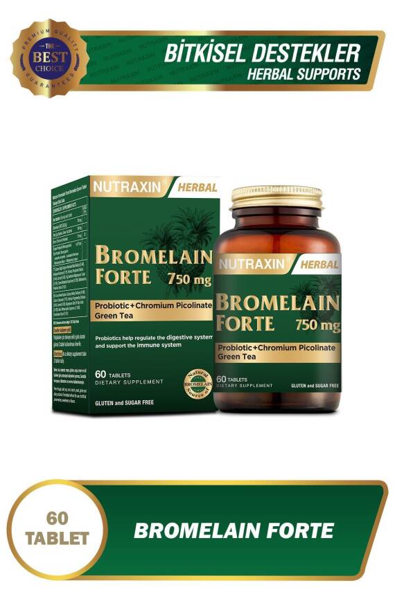 Nutraxin Bromelain Forte 750 Mg 60 Tablet - Probiyotik Chrom Yeşilçay - 1
