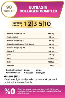 Nutraxin Collagen Beauty Complex 90 Tbl - Hidrolize Tip 1, 2, 3, 5, 10, Biotin, Zinc, Bakır, Hya, - 3