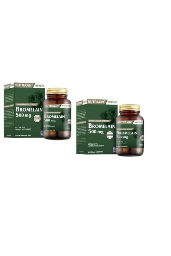 Nutraxin Herbal Bromelain 500 Mg Ananas 60 Tablet x 2 li Avantaj Paketi - 1