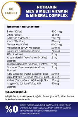 Nutraxin Men's Multi Vitamin Ve Mineraller Içeren Complex Takviye Gıda 60 Tablet - 3