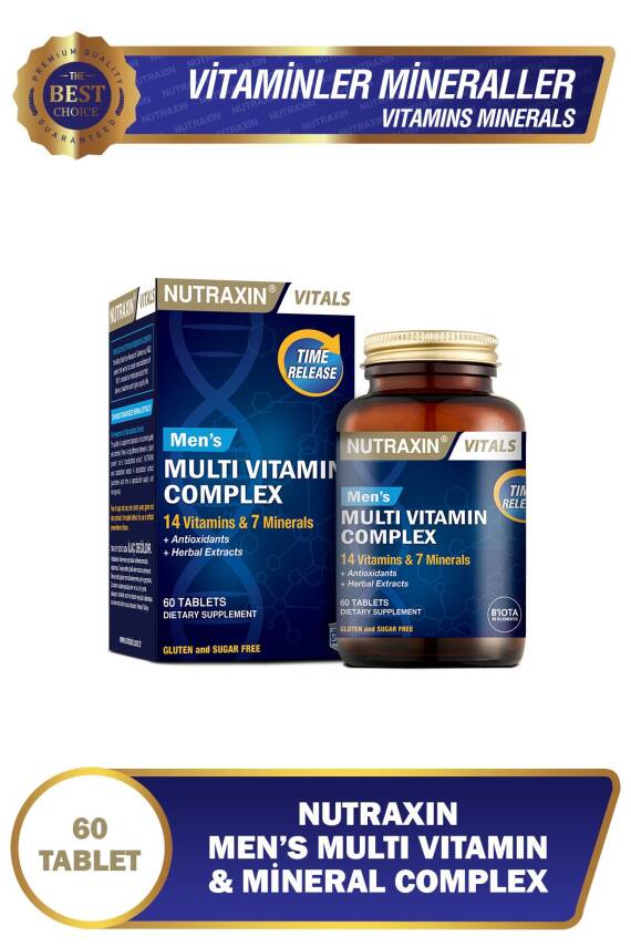 Nutraxin Men's Multi Vitamin Ve Mineraller Içeren Complex Takviye Gıda 60 Tablet - 1