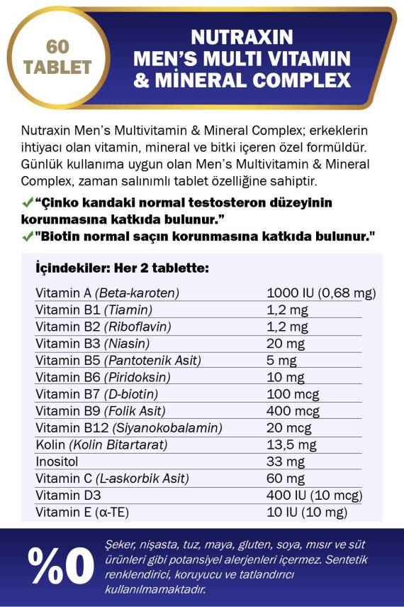 Nutraxin Multivitamin Mineral Complex Men's 2. % 50 İndirimli Avantaj Paketi - 3