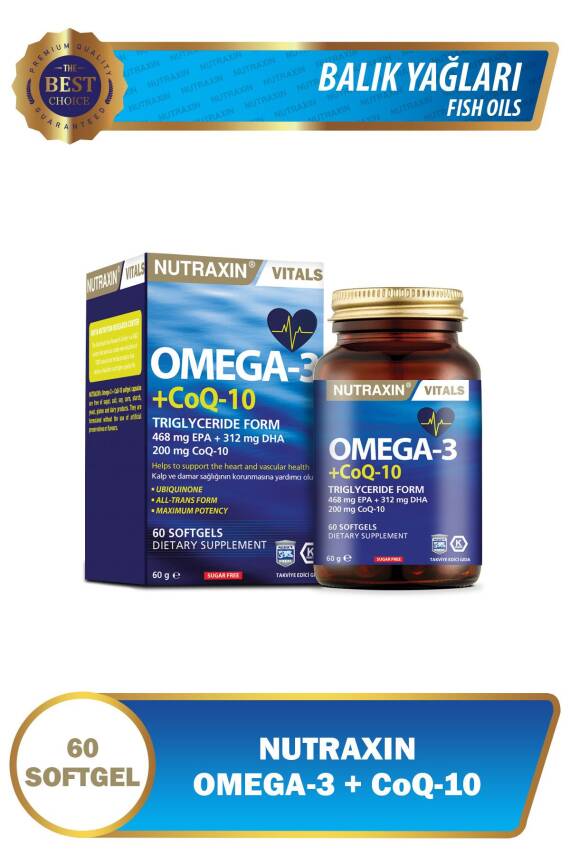 Nutraxin Omega 3 + Coq-10 60 Kapsül - 1