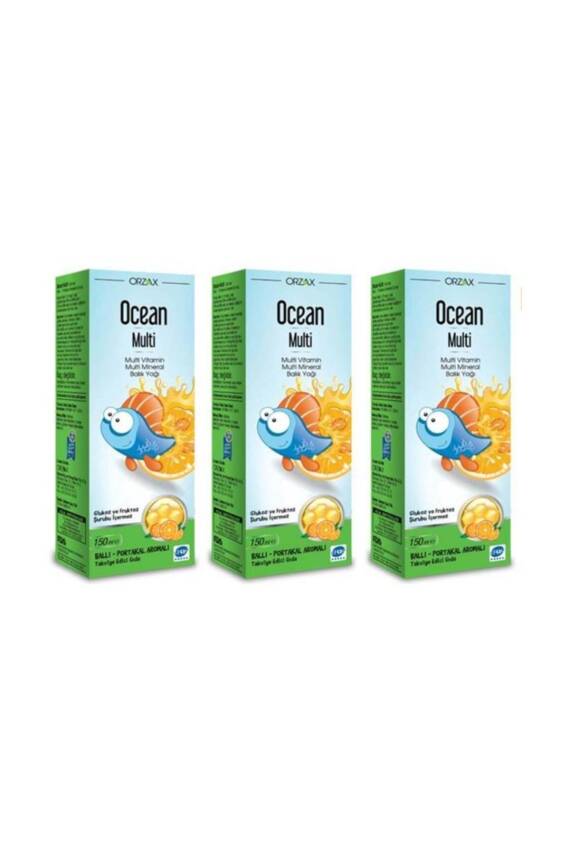 Ocean Ballı Portakallı Multi Balık Yağı Şurup 150 ml 3'lü Paket - 1