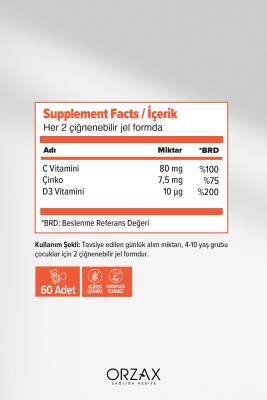Ocean Gummies Defence C Vitamini , D3 Vitamini Ve Çinko Içeren Takviye Edici Gıda 60 Jel Table - 2