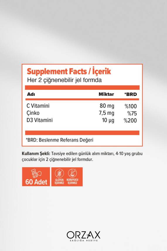 Ocean Gummies Defence C Vitamini , D3 Vitamini Ve Çinko Içeren Takviye Edici Gıda 60 Jel Table - 2