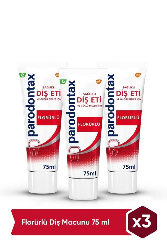 Parodontax Florürlü Diş Macunu 75ml x 3 Adet - 1