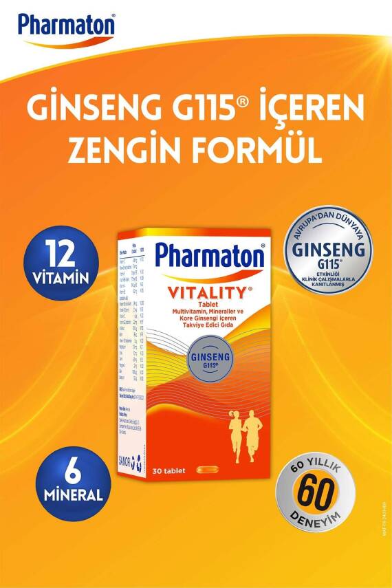 Pharmaton Vitality 30 Tablet - Ginseng G115, Multivitamin Ve Mineraller - 2