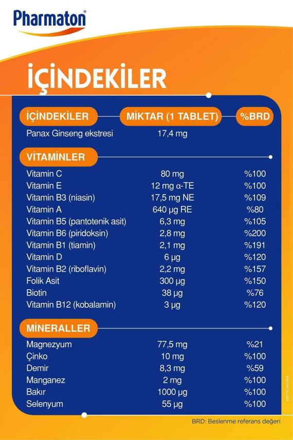 Pharmaton Vitality 30 Tablet - Ginseng G115, Multivitamin Ve Mineraller - 6