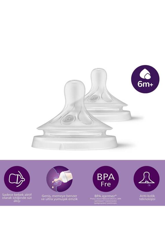 Philips Avent Doğal Tepkili 2li Biberon Emziği No 6 6 Ay Scy966/02 - 2