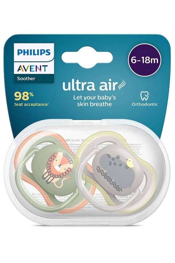 Philips Avent Ultra Air Emzik 6-18 Ay 2'li Erkek SCF085/17 - 1