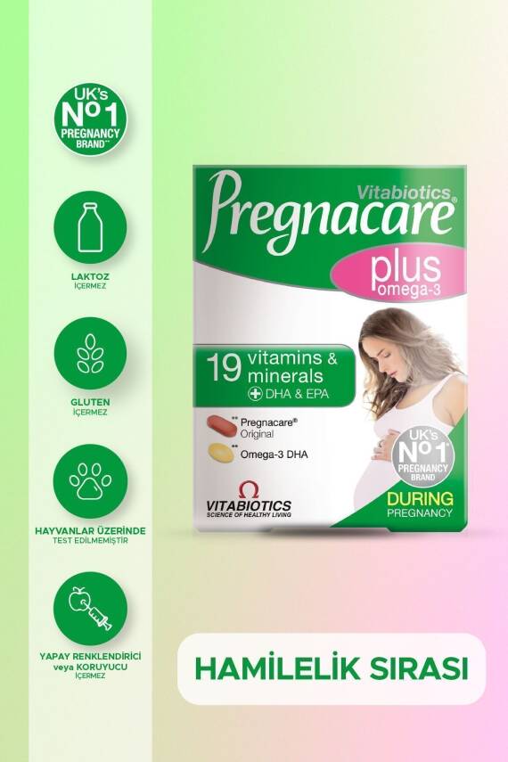 Vitabiotics Pregnacare Plus Omega 3,Folik Asit, B12, Demir İçeren Hamilelik Dönemi Destek Vitamini 28 Tablet 28 Kapsül - 1