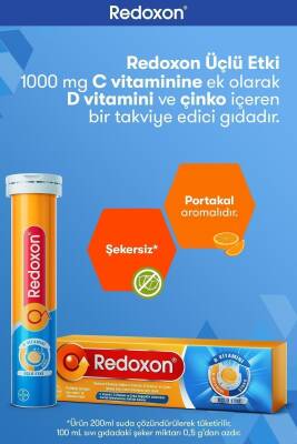 Redoxon Üçlü Etki 15 Efervesan Tablet I 1000 Mg C Vitamini, D Vitamini Ve Çinko Içeren Takviye Edici - 2
