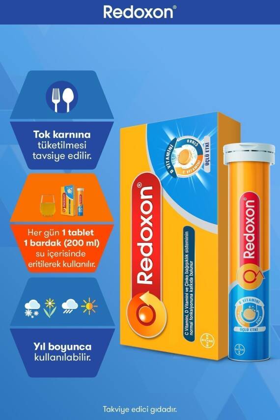 Redoxon Üçlü Etki 30 Efervesan Tablet I 1000 Mg C Vitamini, D Vitamini Ve Çinko Içeren Takviye Edici - 6