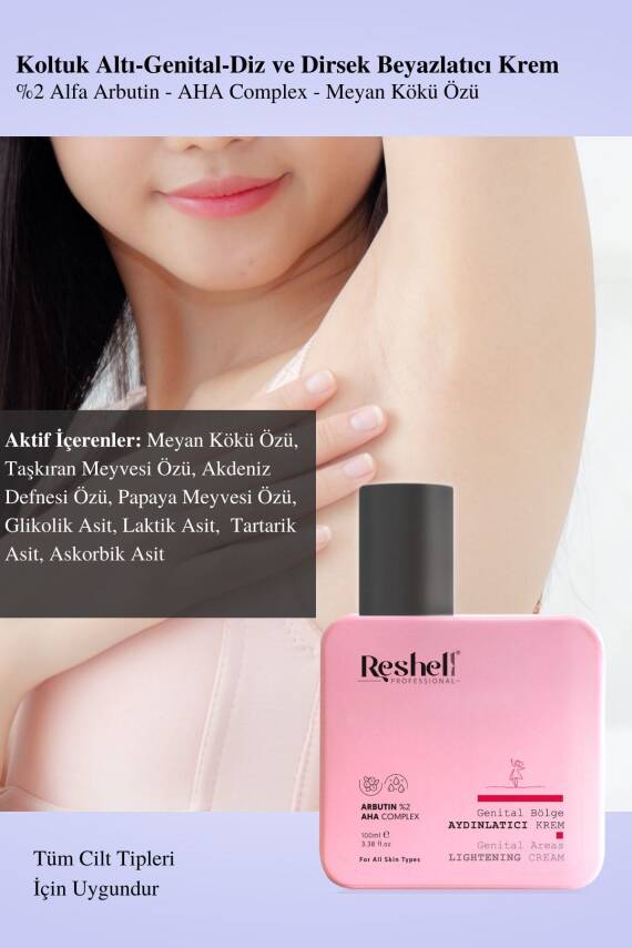 Reshell Koltuk Altı Dirsek Diz Bölgesi Özel Bölge Aydınlatıcı Beyazlatıcı Krem Arbutin %2 Aha Kompleks - 5