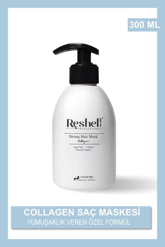 Reshell Kuru Yıpranmış Boyalı Saçlar Için Onarıcı Ve Besleyici Argan Yağlı Kolajen Saç Bakım Maskesi 300 ml - 1