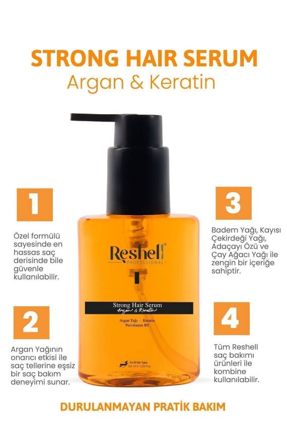 Reshell Onarıcı Besleyici Argan Ve Keratin Saç Bakım Yağı 100 ml - 1