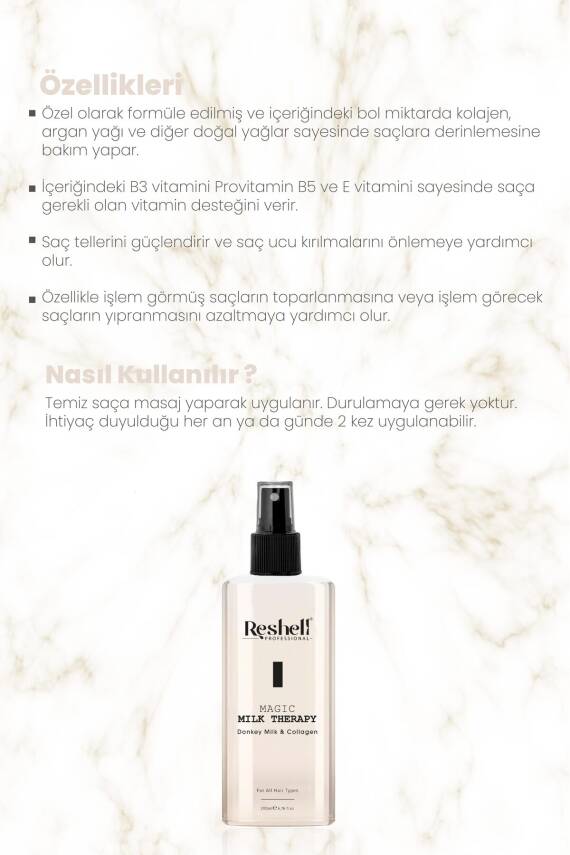 Reshell Saç Bakım Sütü Magic Milk Therapy Kolajen ve Eşek Sütü Desteği 200 ml - 2