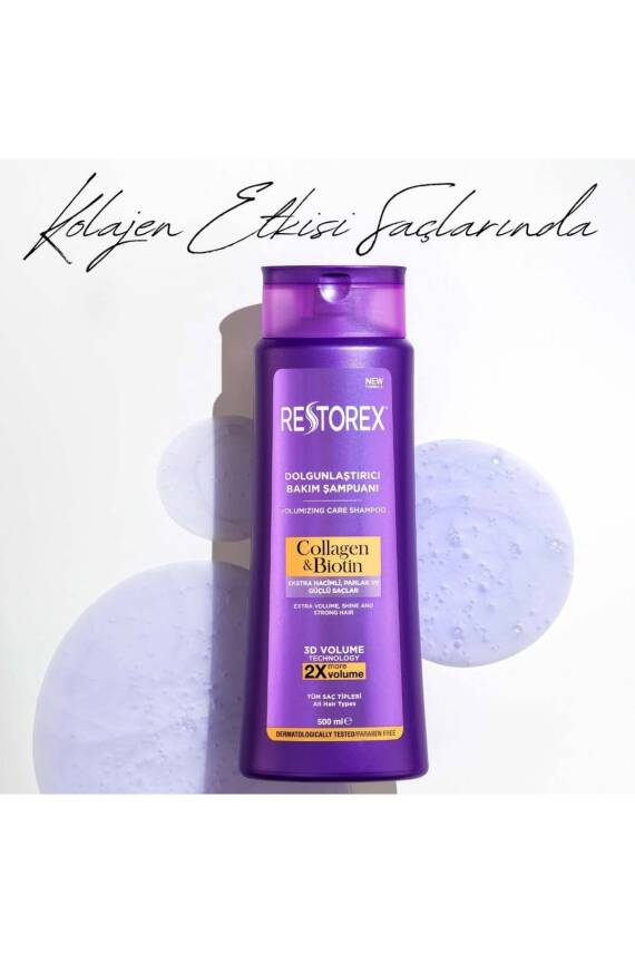 Restorex Collagen & Biotin Hacimsiz Saçlar Için Dolgunlaştırıcı Şampuan 500ml - 3