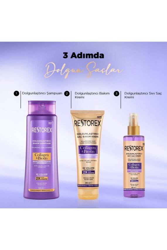 Restorex Collagen & Biotin Hacimsiz Saçlar Için Dolgunlaştırıcı Şampuan 500ml - 8