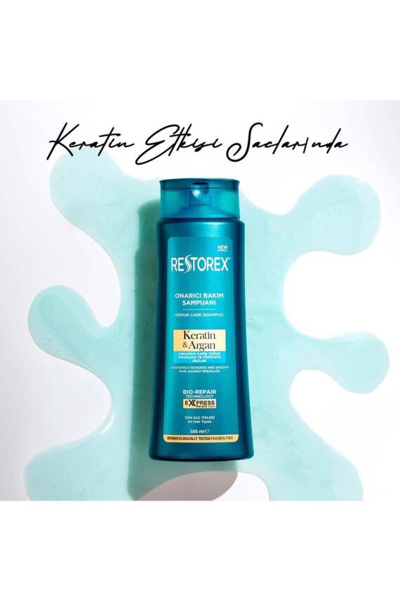 Restorex Kırık Ve Işlem Görmüş Saçlar Için Onarıcı Keratin Argan Bakım Şampuanı 500 ml - 3