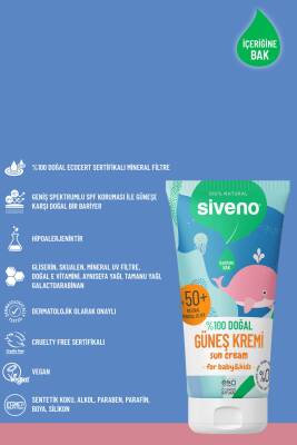 Siveno %100 Doğal Bebek Güneş Kremi Leke Karşıtı Antioksidan Nemlendirici Bitkisel Vegan UVA UVB SPF50 - 6