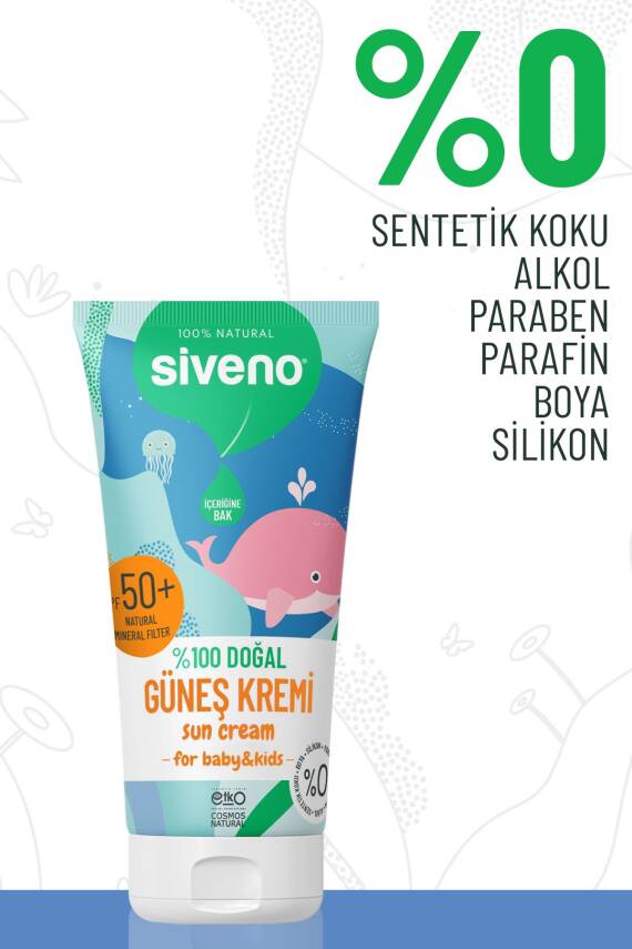 Siveno %100 Doğal Bebek Güneş Kremi Leke Karşıtı Antioksidan Nemlendirici Bitkisel Vegan UVA UVB SPF50 - 3
