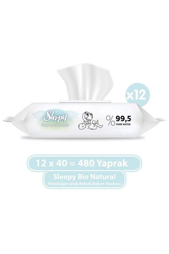 Sleepy Bio Natural Yenidoğan Islak Bebek Bakım Havlusu 12x40 (480 YAPRAK) - 1