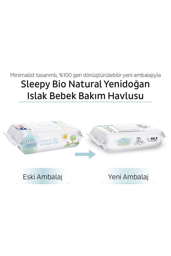 Sleepy Bio Natural Yenidoğan Islak Bebek Bakım Havlusu 12x40 (480 YAPRAK) - 6