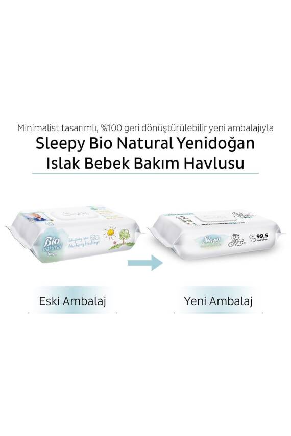 Sleepy Bio Natural Yenidoğan Islak Bebek Bakım Havlusu 24x40 (960 Yaprak) - 6
