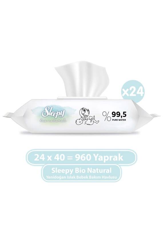 Sleepy Bio Natural Yenidoğan Islak Bebek Bakım Havlusu 24x40 (960 Yaprak) - 1